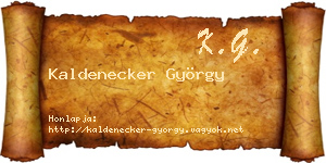 Kaldenecker György névjegykártya